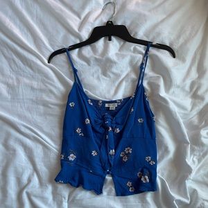 american eagle blue floral tank top size medium